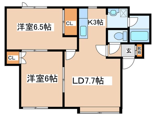 クラージュ月寒Ｂの物件間取画像